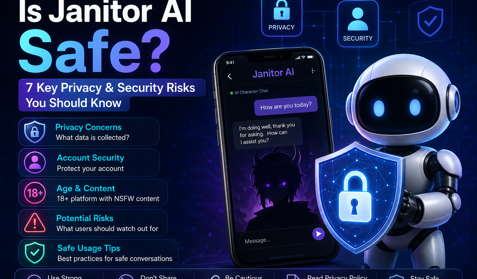 Is Janitor AI safe? AI chatbot privacy, security, age, and safety risks